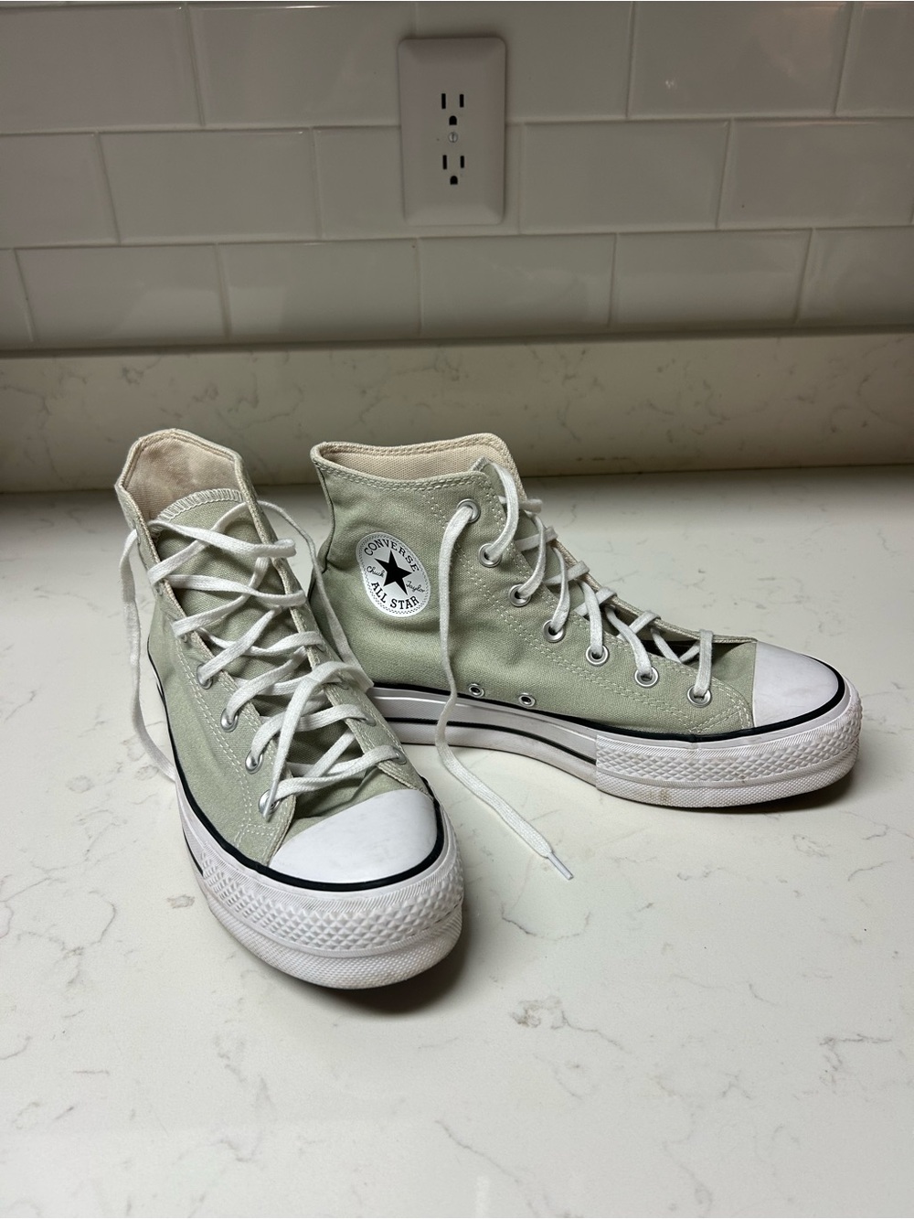 Converse Chuck Taylor All Star High Top Platform Sneakers - Light Green